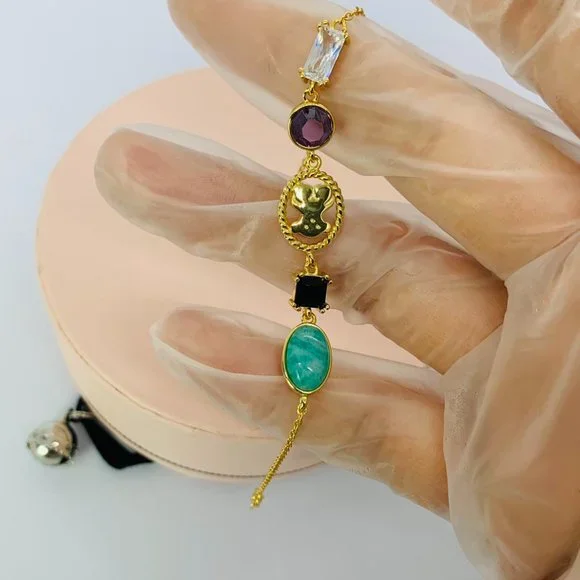 TOUS Bracelet Vermeil Silver TOUS Camee Bracelet with multicolor Gemstones